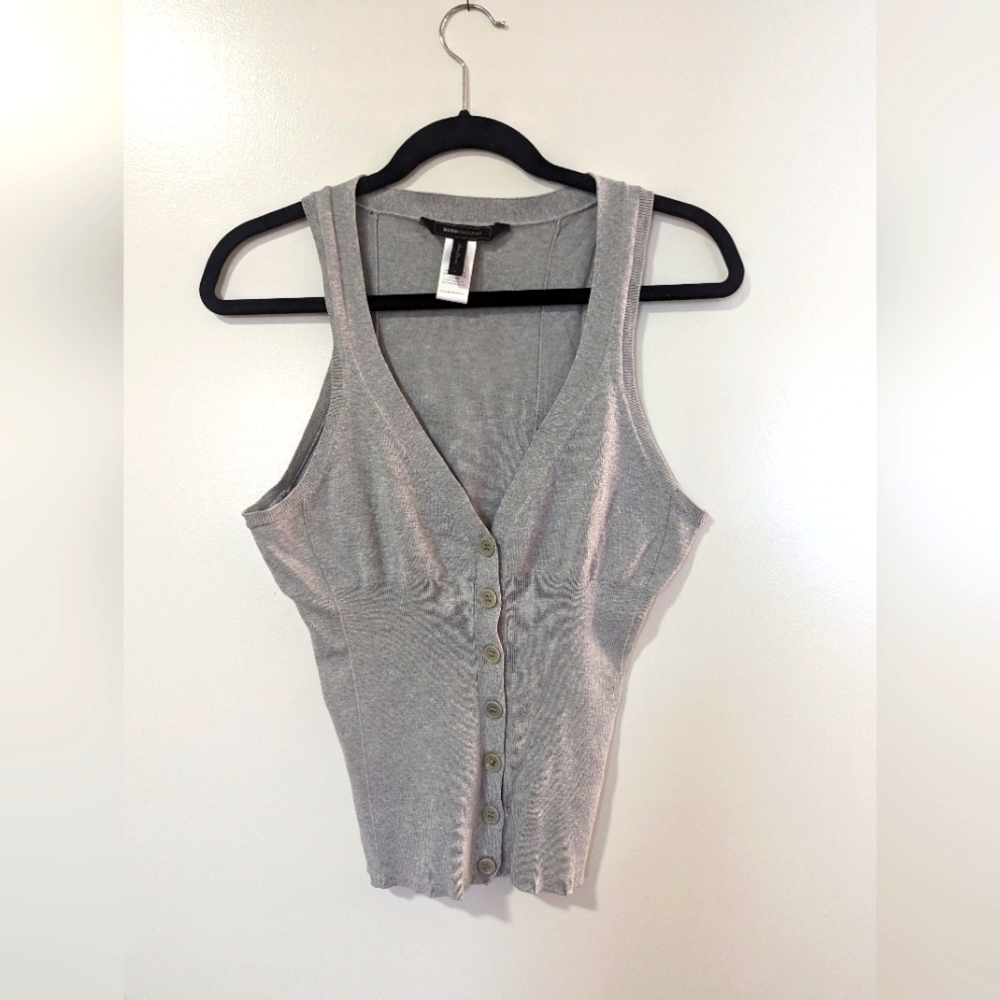 BCBGMaxAzria Gray Knit Vest Tank Top